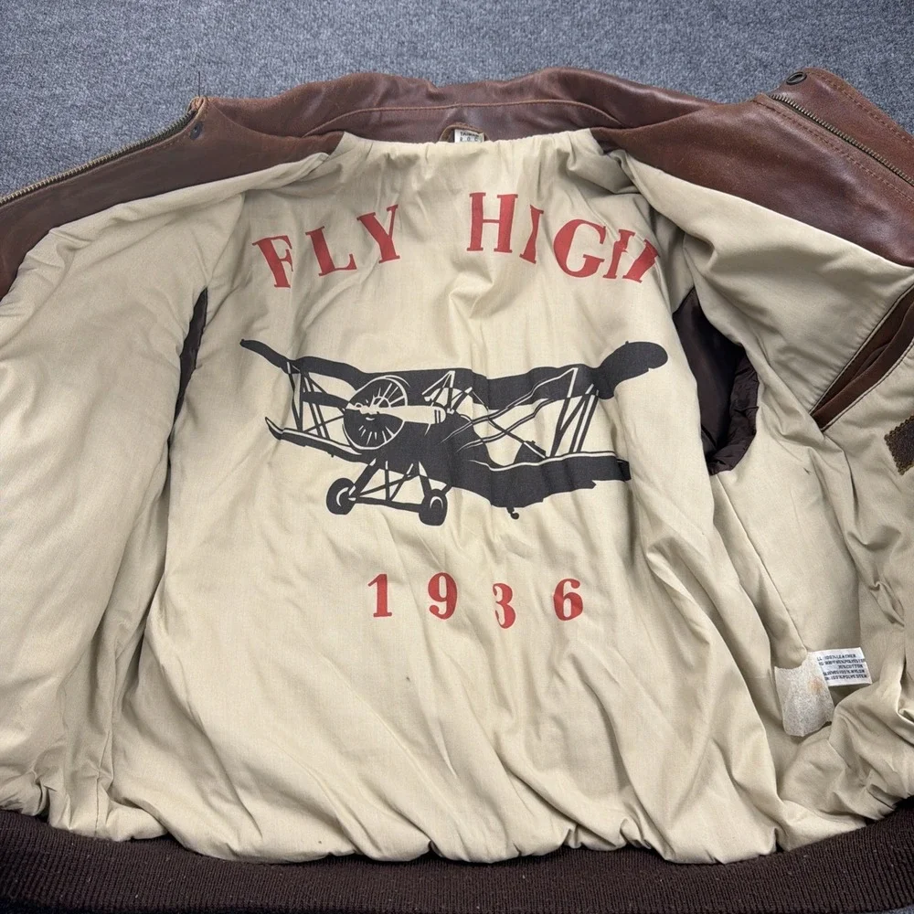 Men's CHIA Brown Leather A-2 Flight Bomber Jacket Patches‎ Southwest Airborne M